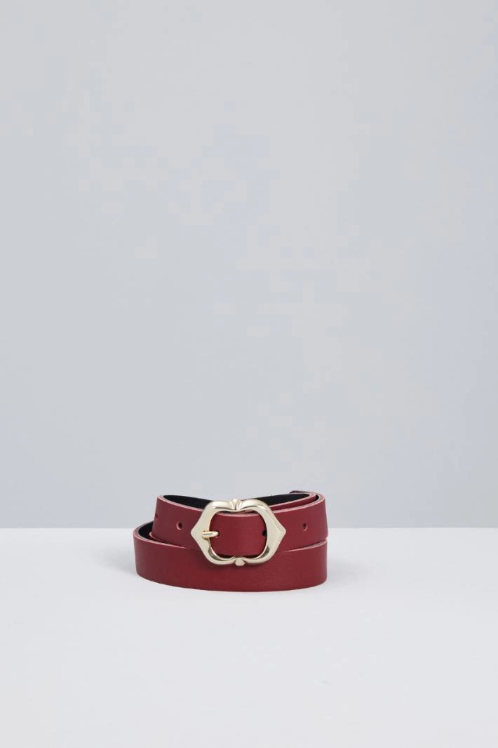Genuine leather belt - BORDEAUX GOLD