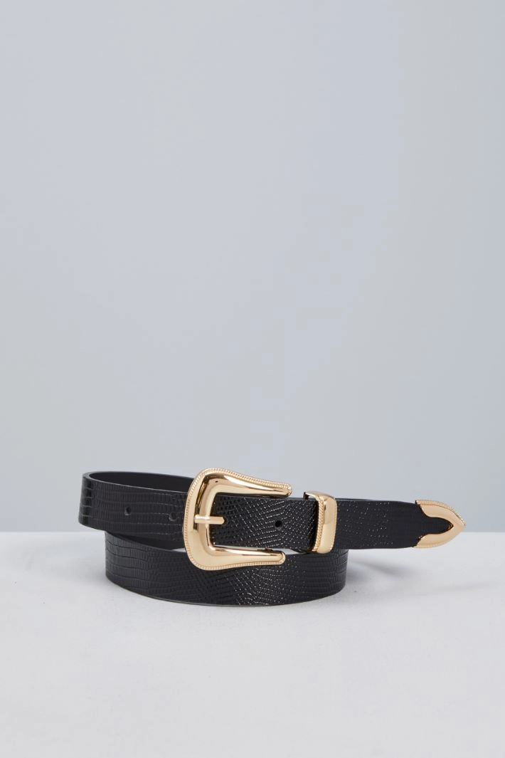 Belt with metal tip - BLACK GOLD