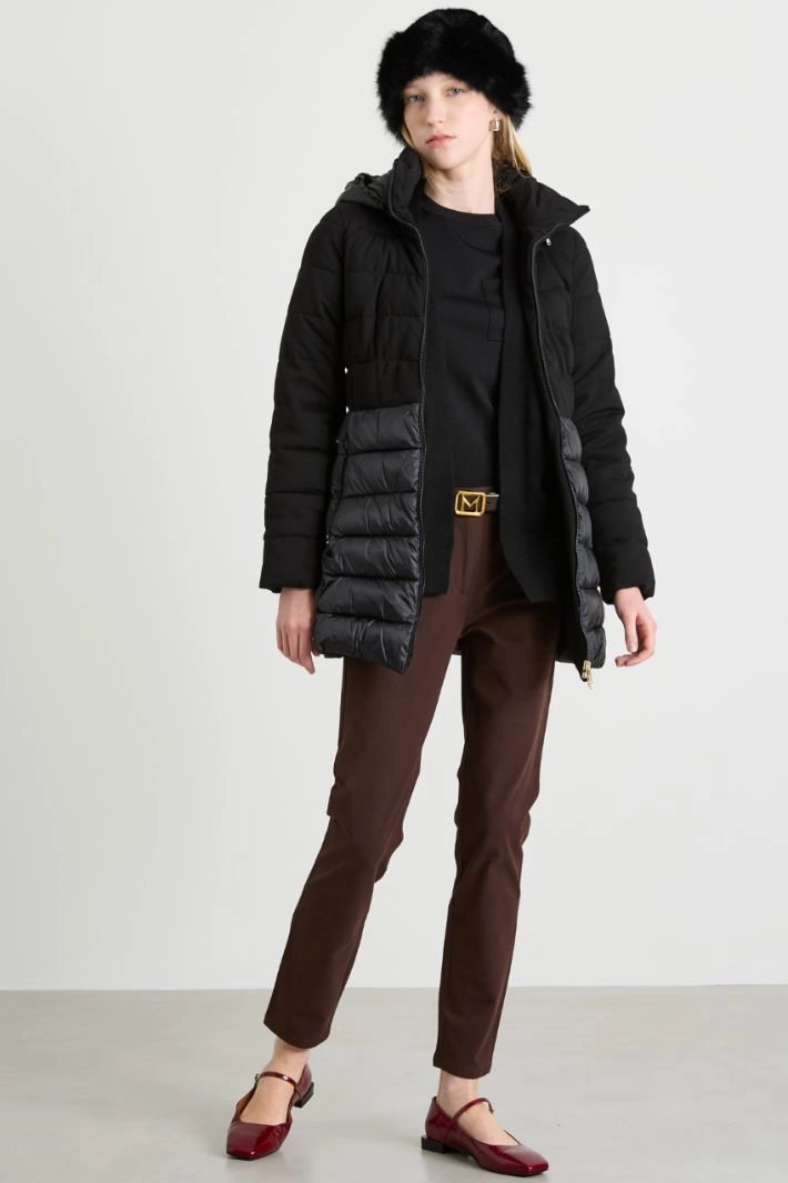Padded jersey and satin jacket - BLACK