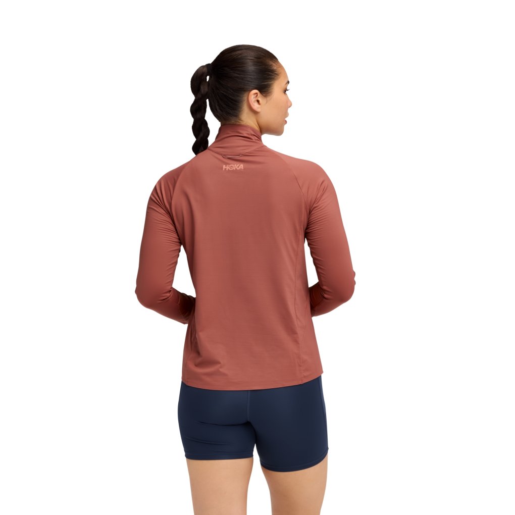 Hoka GlideTech Quarter Zip Shirt Women - rouge