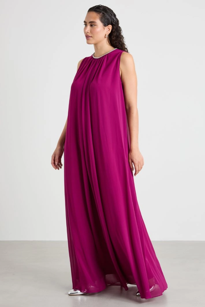 Long crepe dress - CYCLAMEN