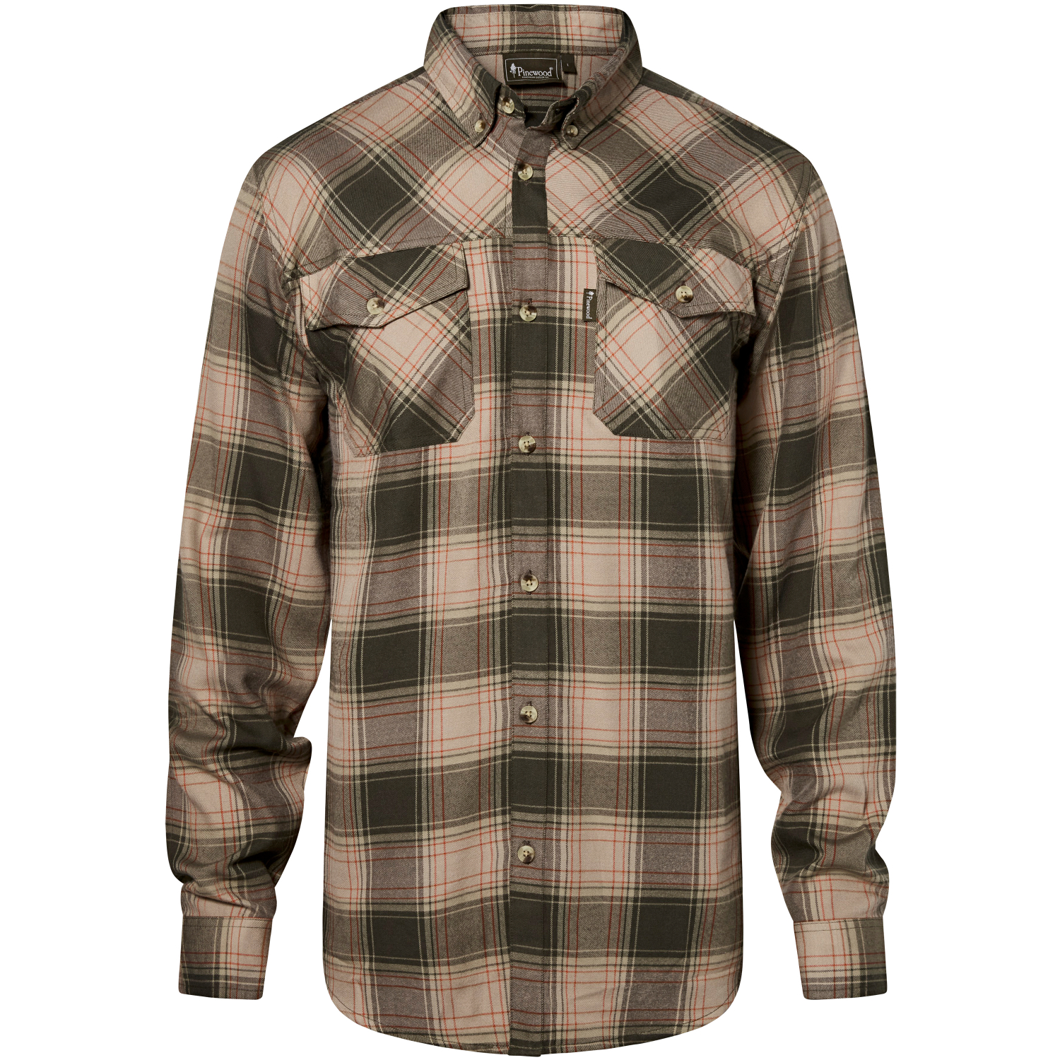 Pinewood Finnveden Forest Flannel Shirt Men (Olive\/D.Green)