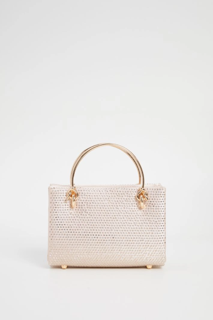 Satin bag with rhinestones - PINK