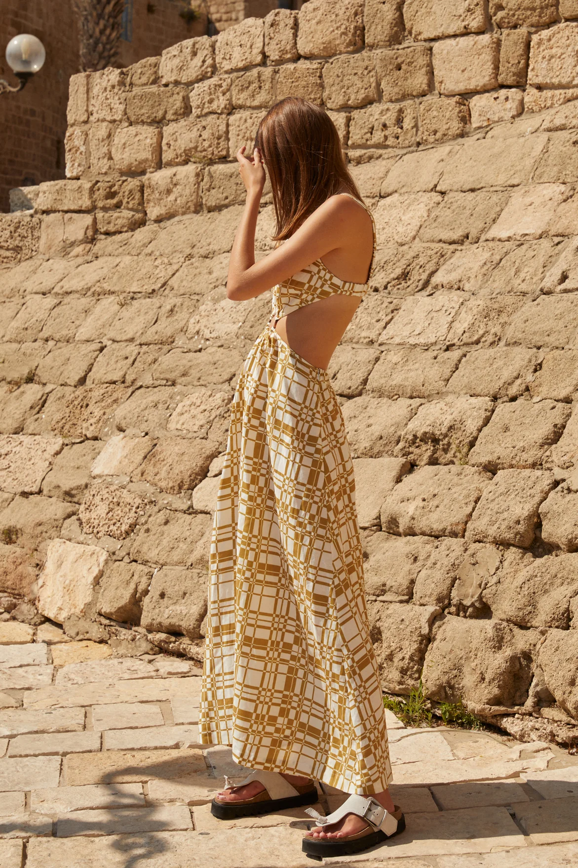 Paros Dress White Checker