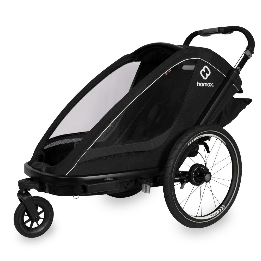 Hamax Breeze One Bike Trailer for 1 Kid - Incl. Drawbar and Stroller Wheel - black