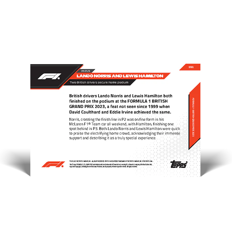 Topps UK - Two British drivers secure home podium - F1 TOPPS NOW® Card #31