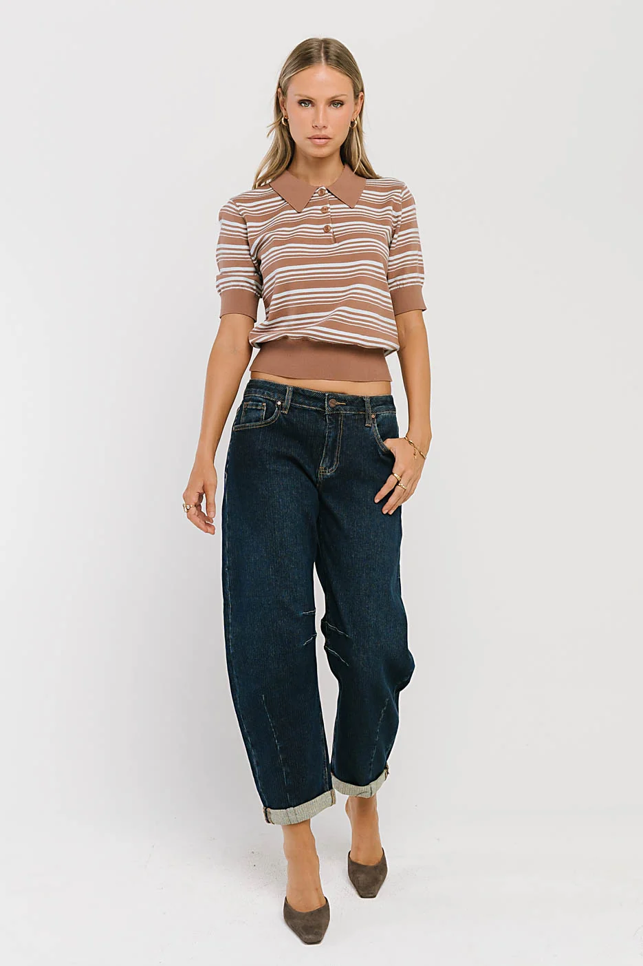 Zoe Mid Rise Barrel Jeans