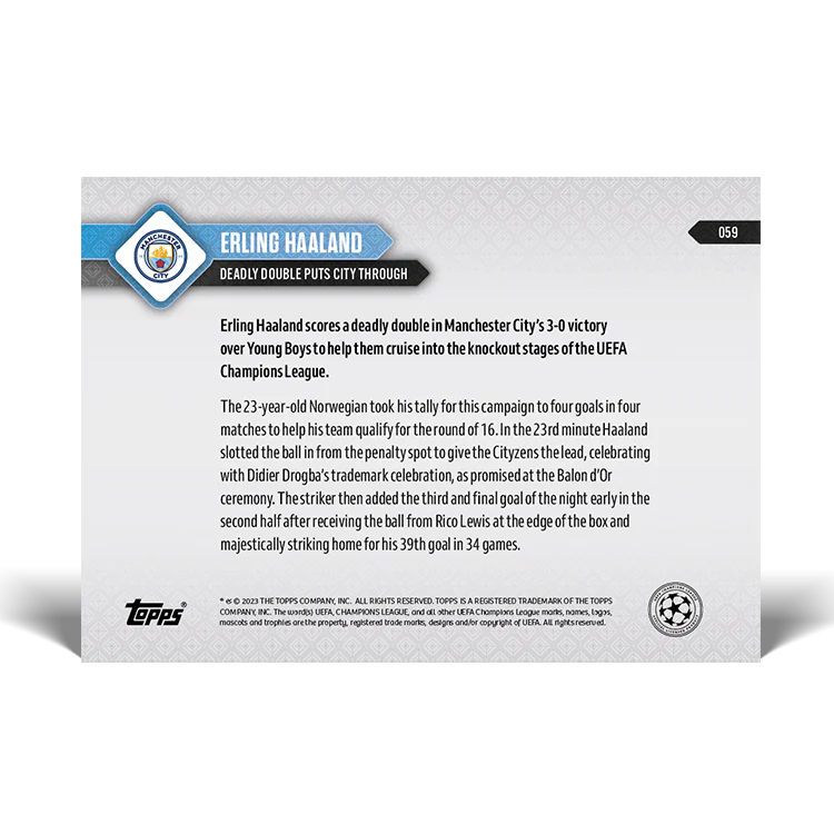Topps UK - Erling Haaland - Deadly double puts City through - UCL TOPPS NOW® Card #59