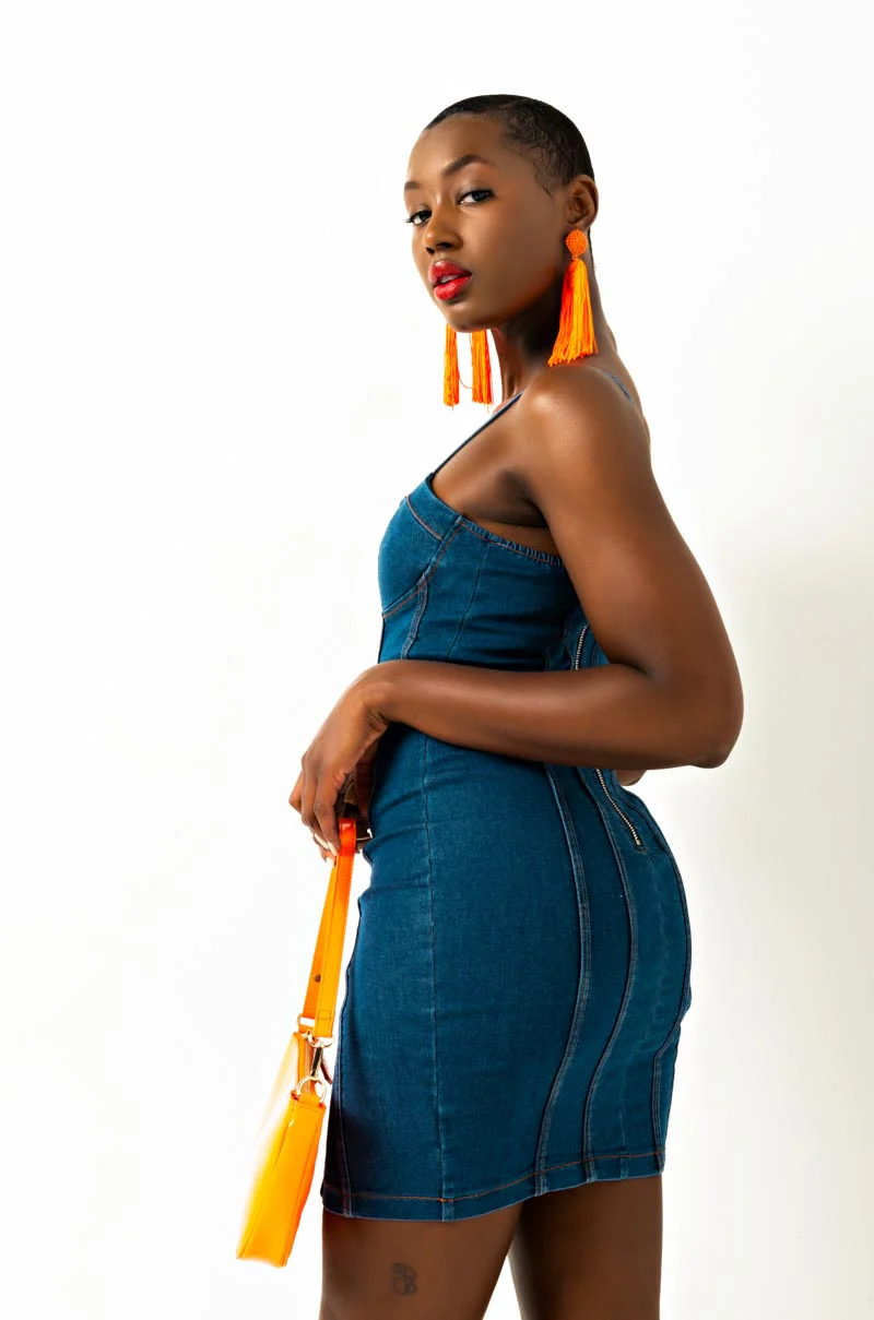 Day Trip Denim Mini Tube Dress