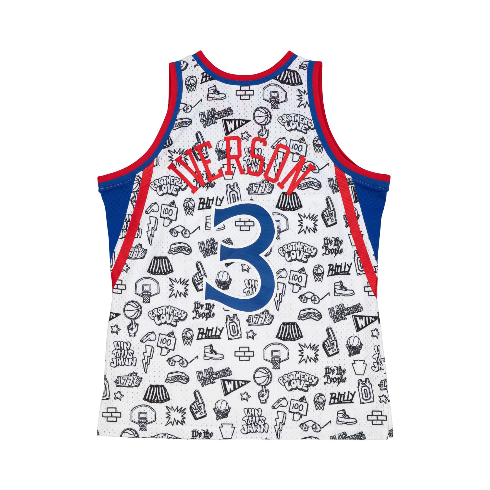 Allen Iverson #3 Philadelphia 76ers Doodle Mitchell & Ness Swingman NBA Jersey