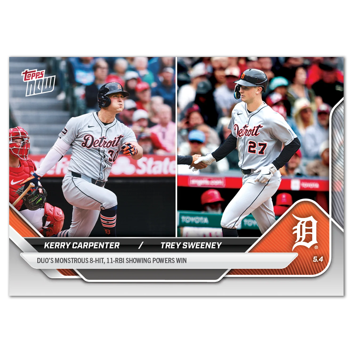 Kerry Carpenter/Trey Sweeney - 2025 MLB Topps NOW® - Card 142