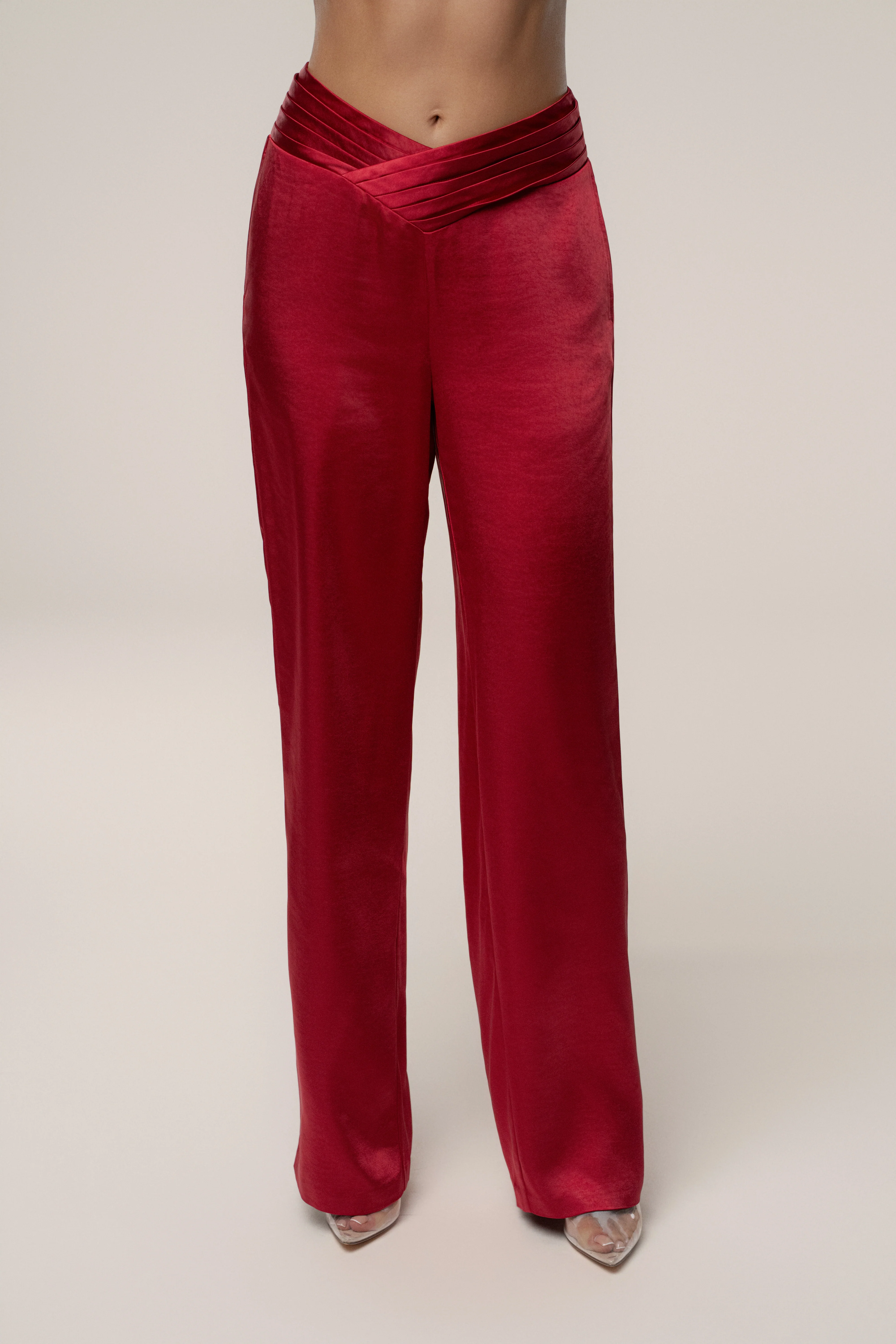 Red True Affection Satin Trouser