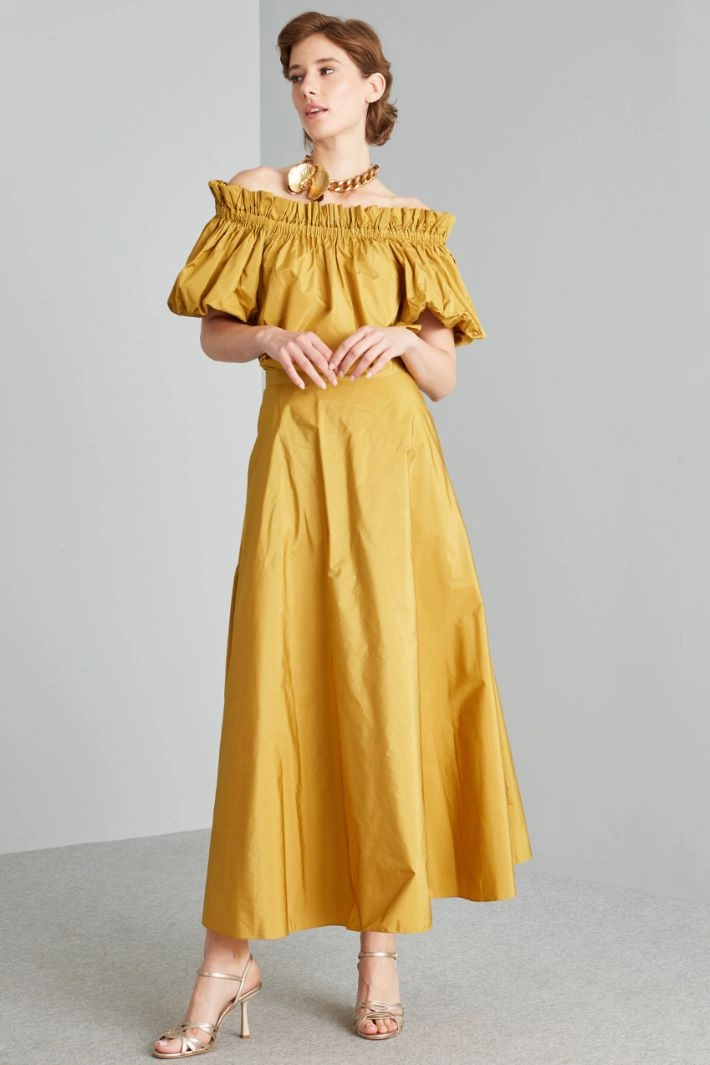 Flared flounced skirt - MUSTARD