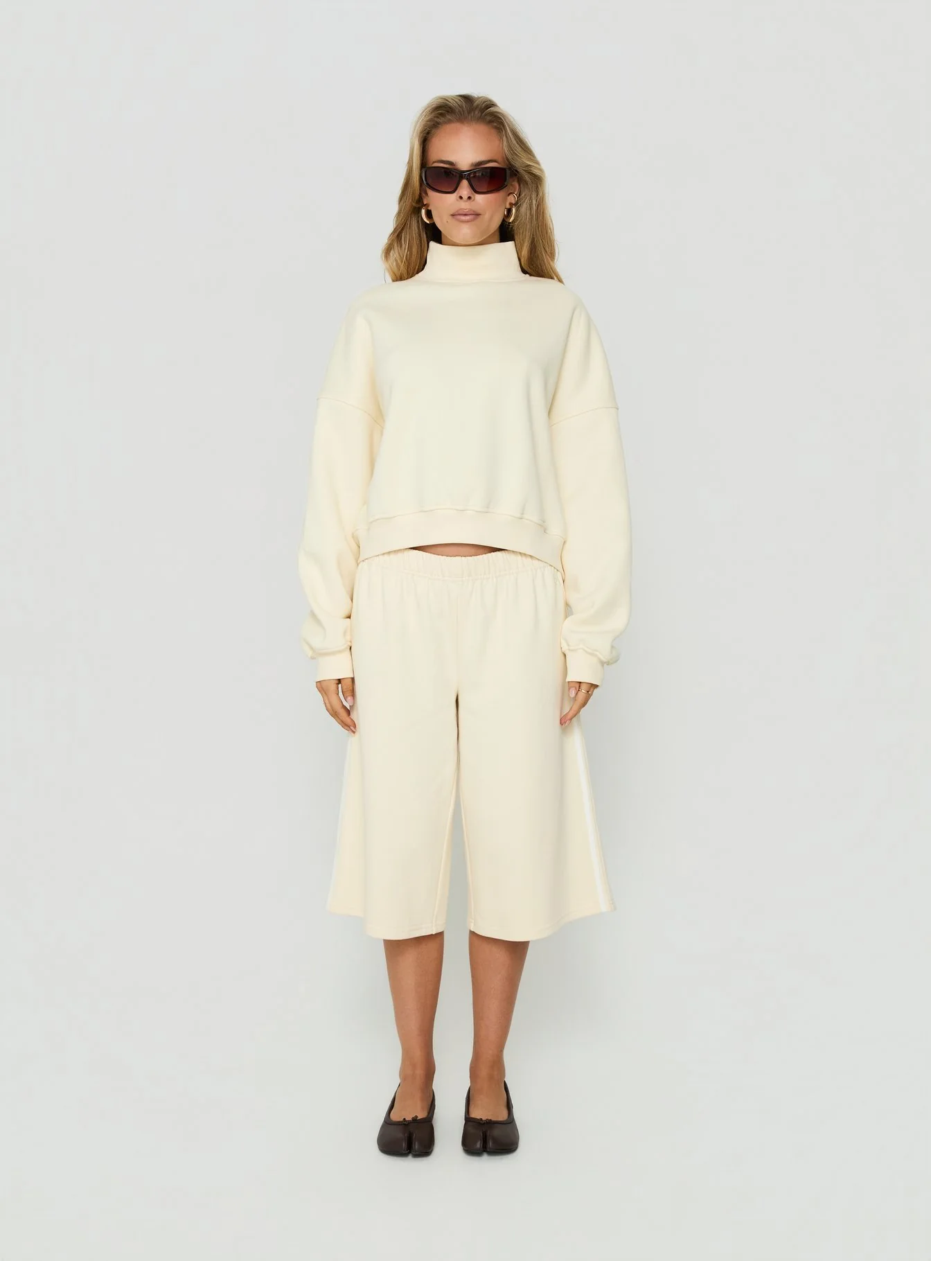 Anyya Funnel Neck Crew Jumper Cream