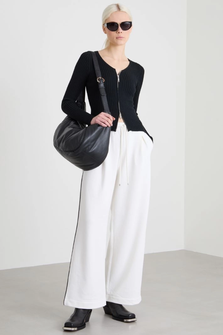 Jogger trousers with piping - WHITE