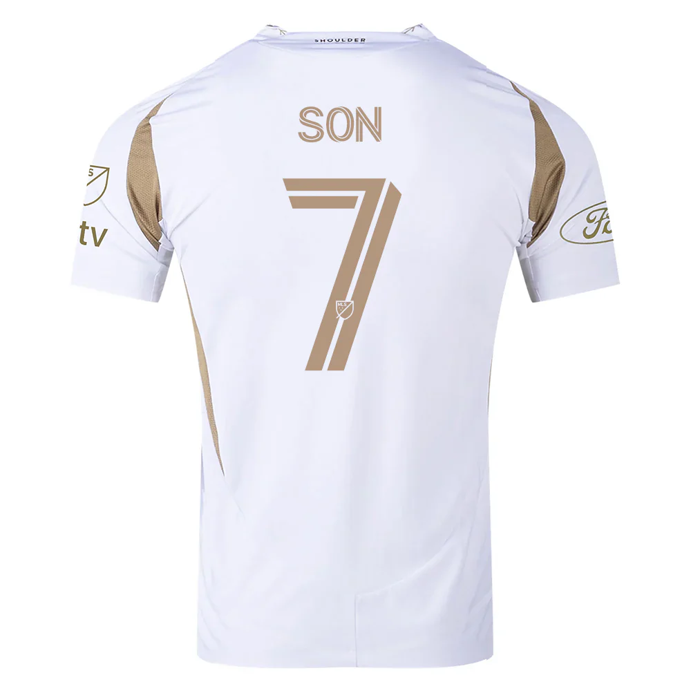Men's Son Heung-min LAFC Authentic Away Jersey w/ MLS + Apple + Ford Logo 25/26 (White/Gold)