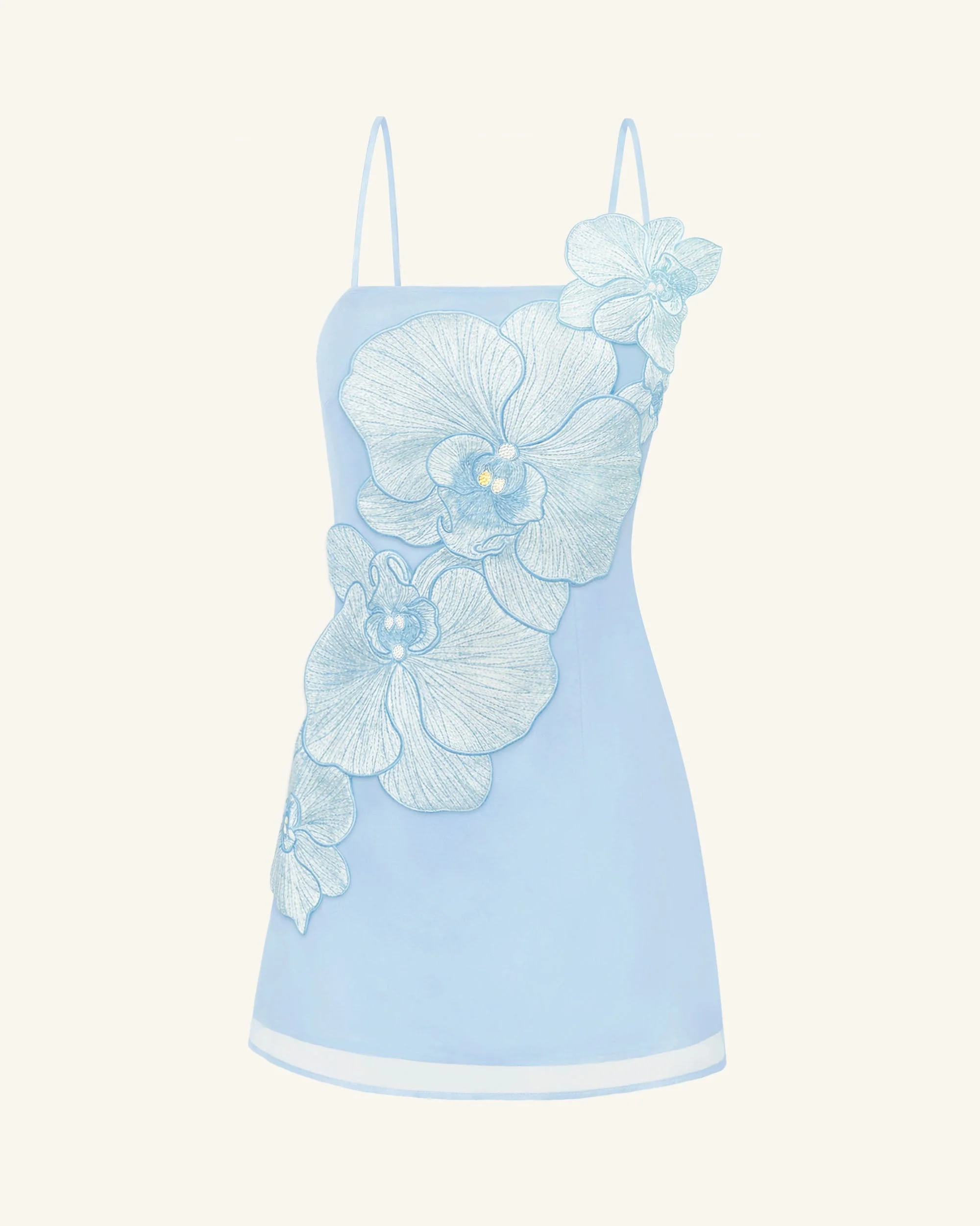Orchid Appliqué Mini Dress - Blue
