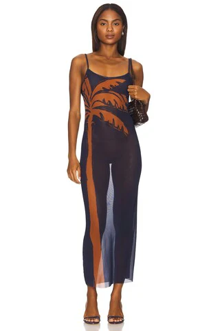 Mesh Scoop Maxi Slip Dress