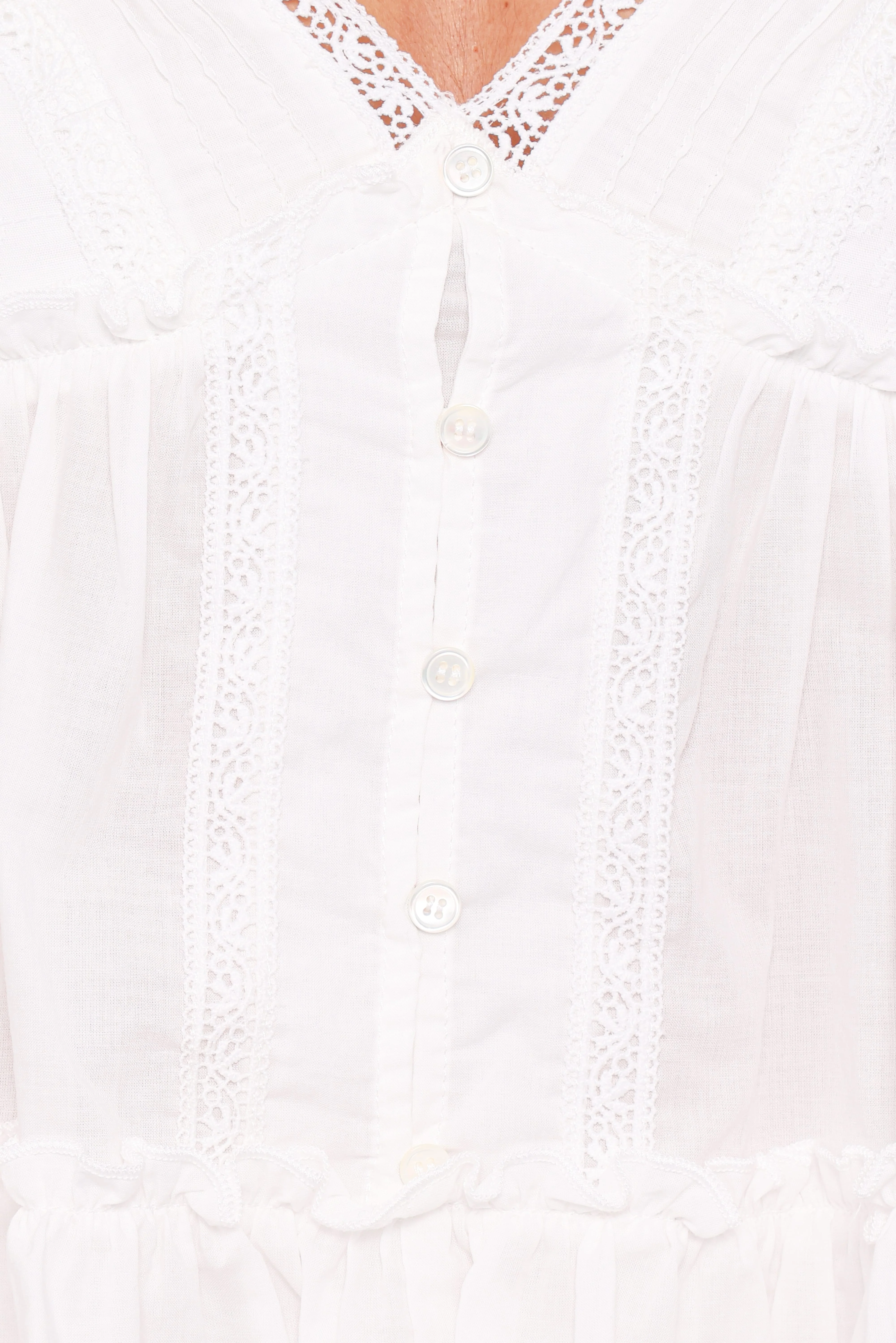 Daisy Cap Sleeve Top - White Broderie