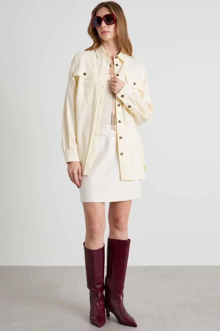 Oversized cotton flannel jacket - IVORY