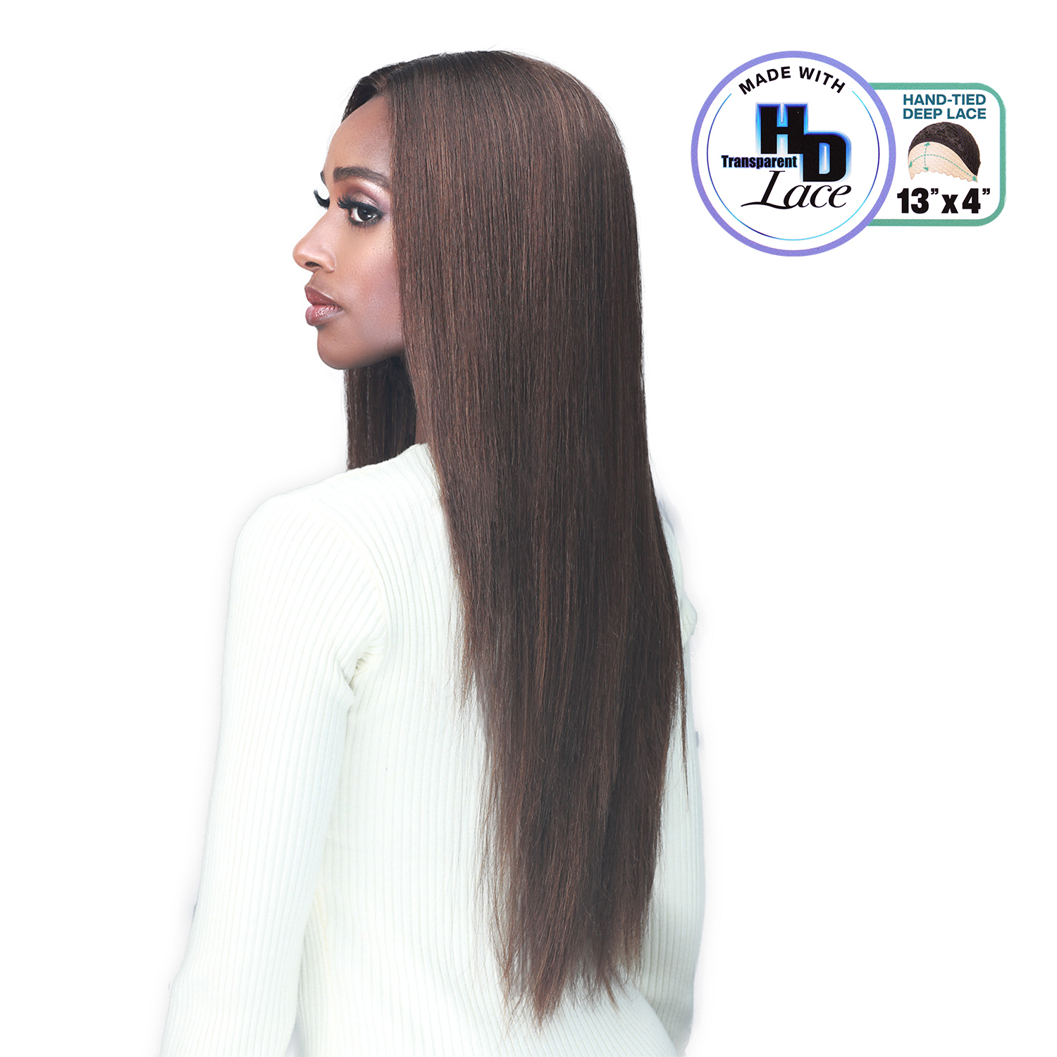 Bobbi Boss Virgin Remy Human Hair HD 13x4 Lace Front Wig MHLF911 Natural Perm Straight 26