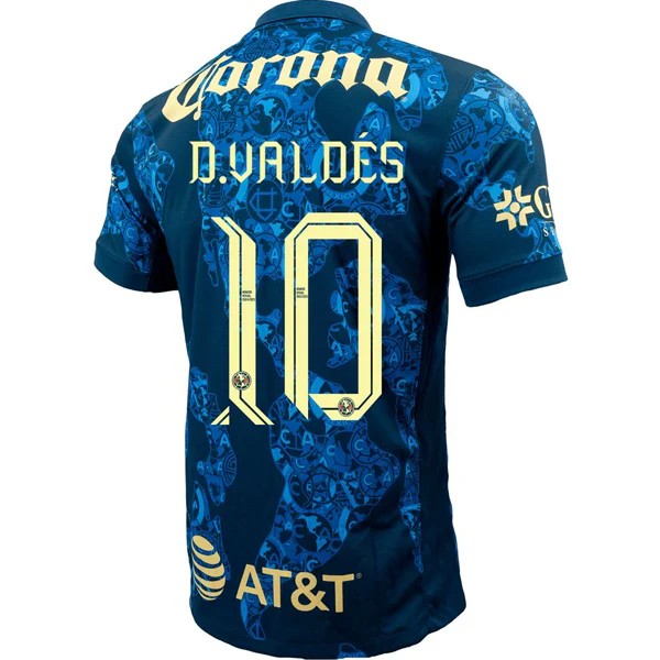 Club America Diego Valdes Away Jersey w/ Liga MX C24 Patch 24/25 (Valerian Blue/Lemon Chiffon)