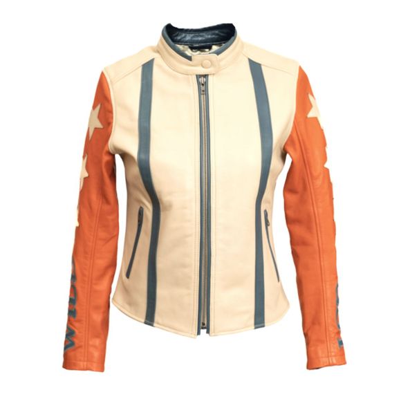 Blouson Moto Wildust STARS&STRIPES - Orange / BleuRef : WILD0021