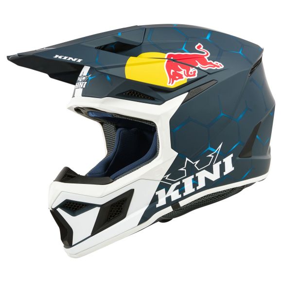 Casque cross Kini Red Bull MX3 1.0 2025 - Blanc / BleuRef : KRB0133