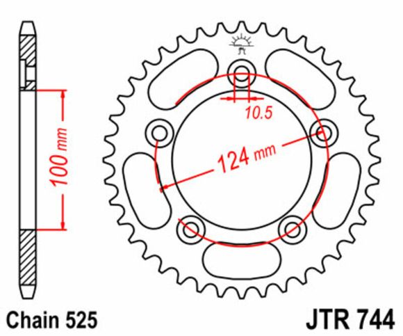 JT. Standard Steel Sprocket 744 - 525Ref: Jtc00133A / 1075101003