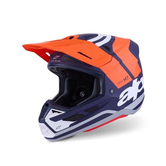 Casque cross Alpinestars S-M7 CORE 2026 - Bleu / OrangeRef : AP4051