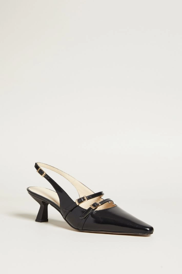 Slingback with straps - BLACK