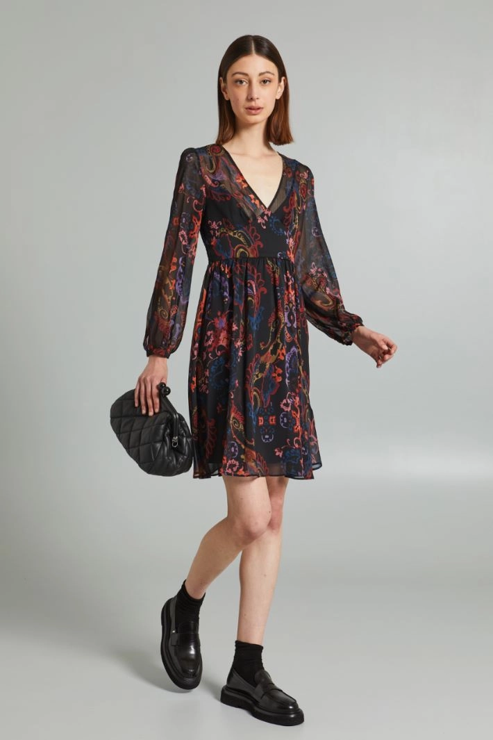 Creponne dress - BLACK RED LIGHT BLUE