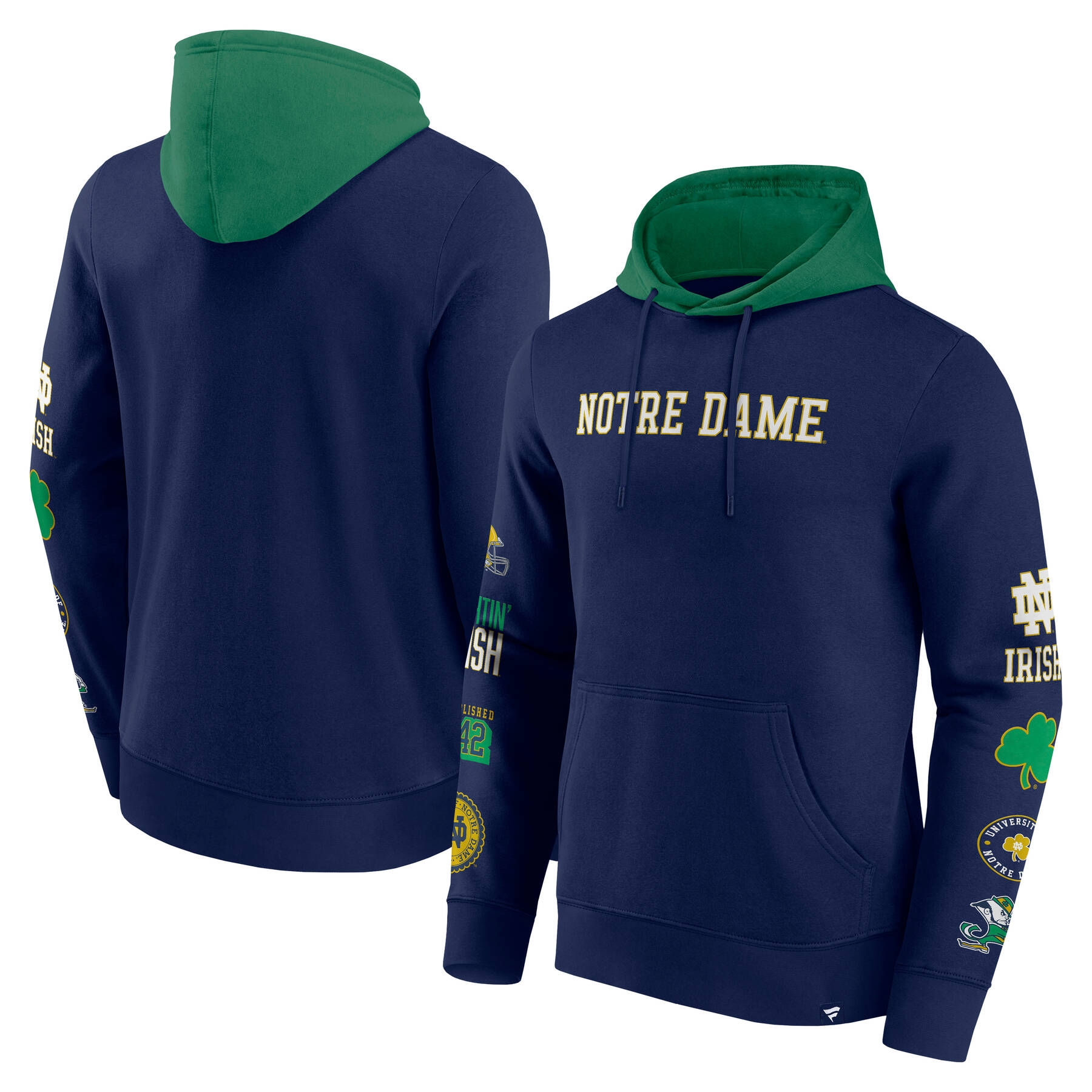 Notre Dame Fighting Irish Colorblock Badge NCAA Hoodie