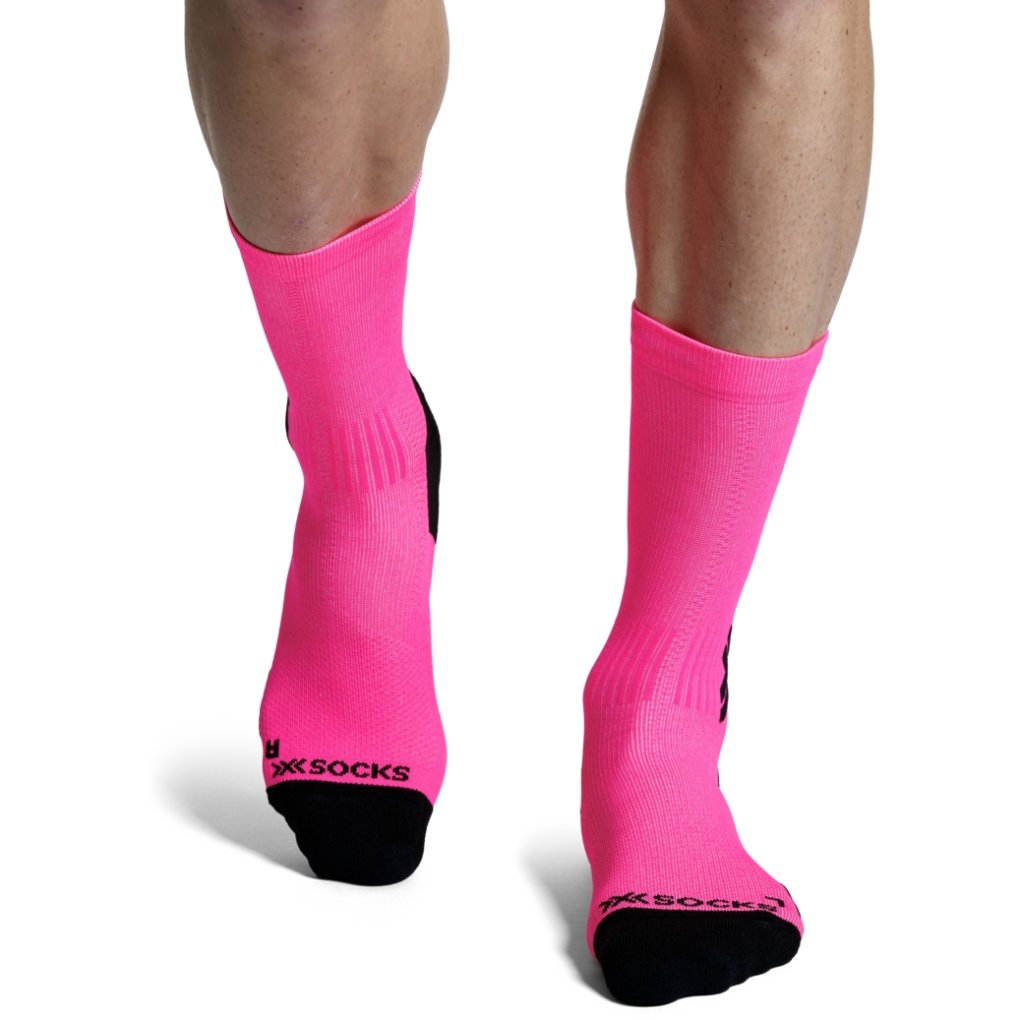 X-Socks Run Discover Crew Socks - fluo pink/x black
