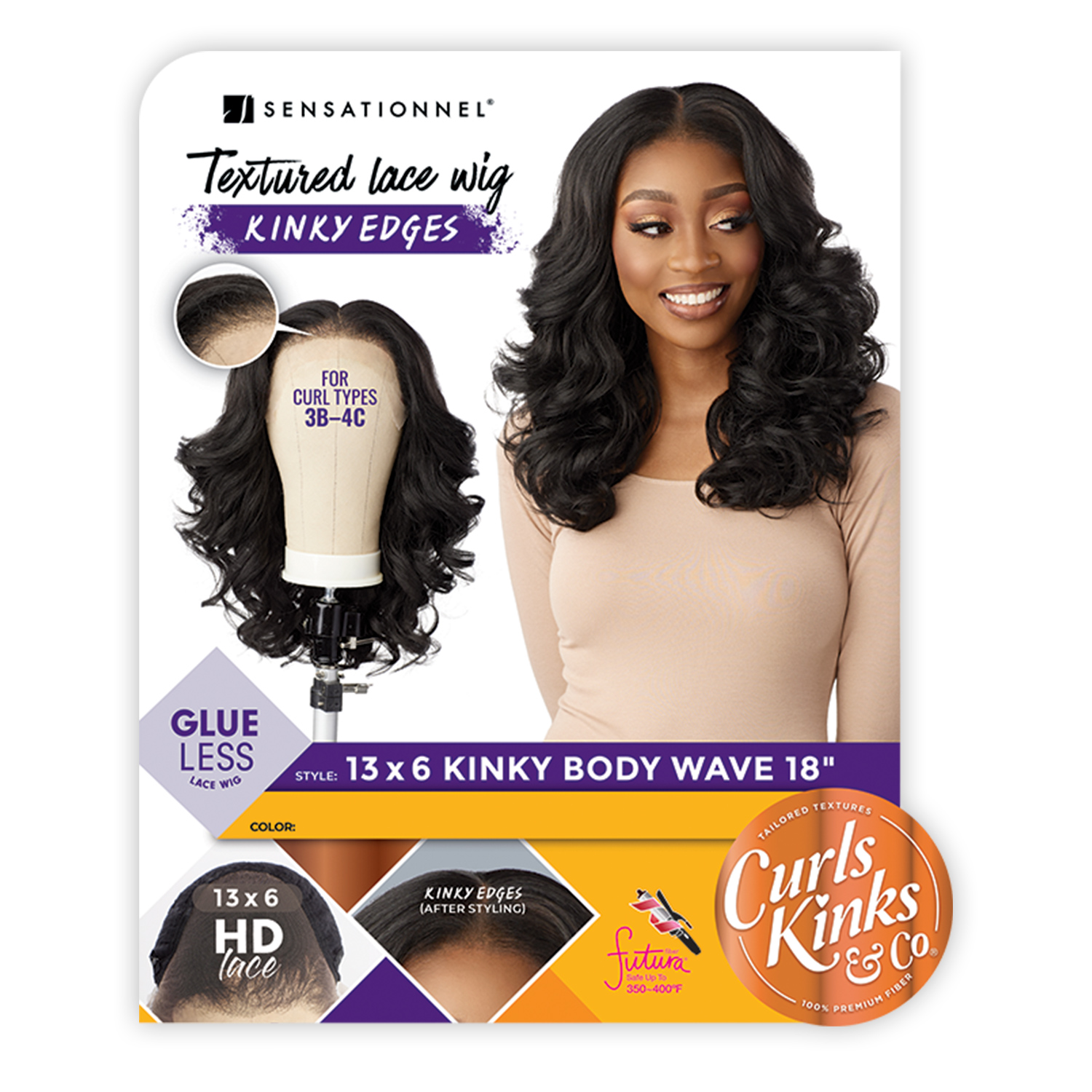 Sensationnel HD Lace Front Wig Curls Kinks N Co Glueless Kinky Edges 13X6 Kinky Body Wave 18