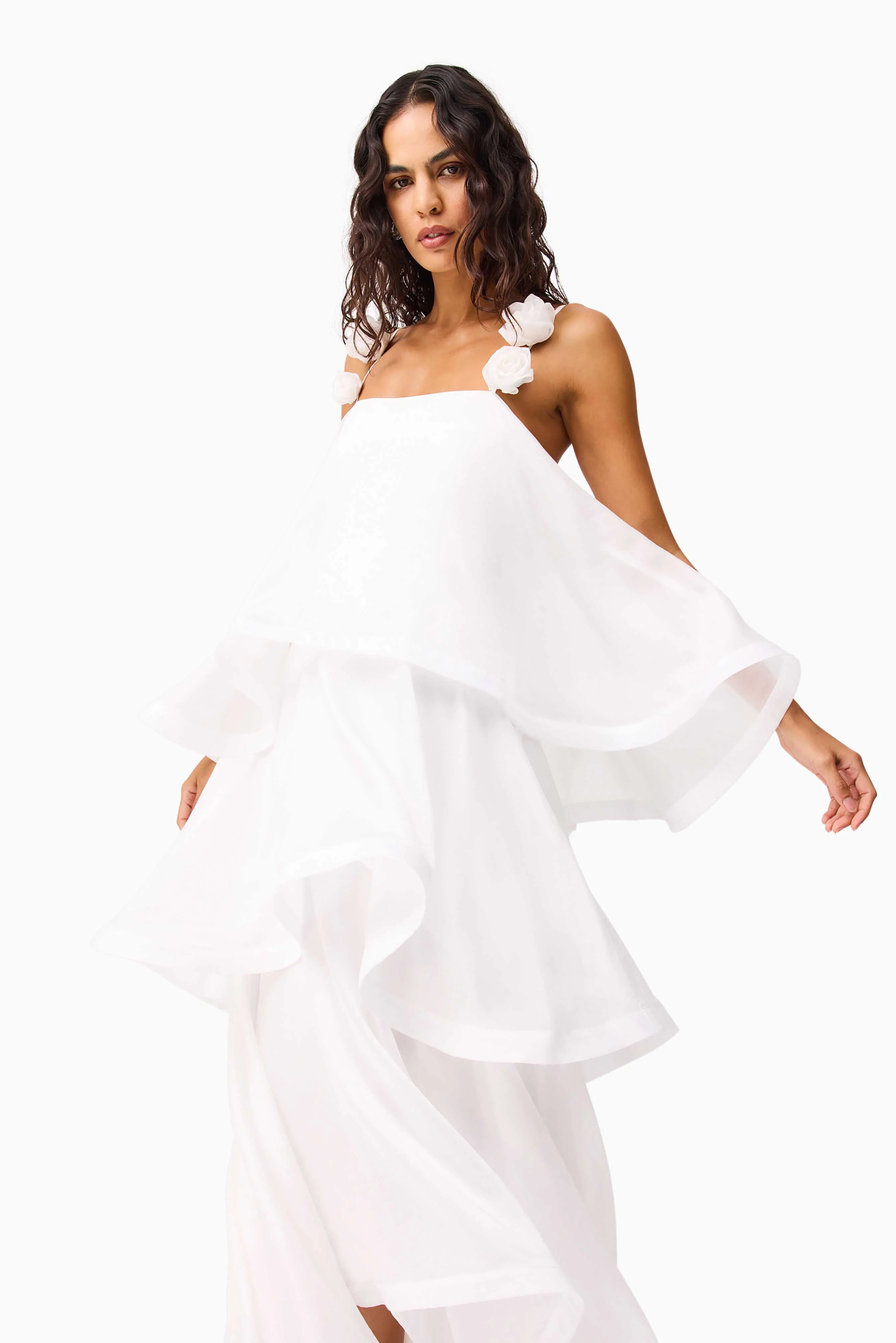 Thalia Tiered Gown in White