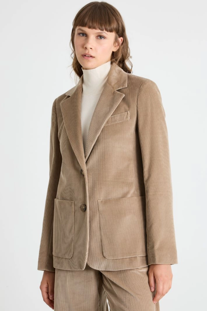 Velvet blazer - BEIGE