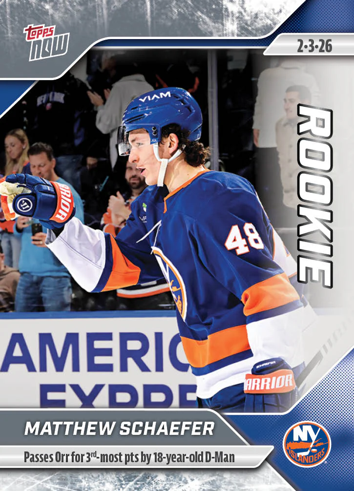Matthew Schaefer - 2025-26 NHL Topps NOW® - Sticker # 105 Pack - PR: 915