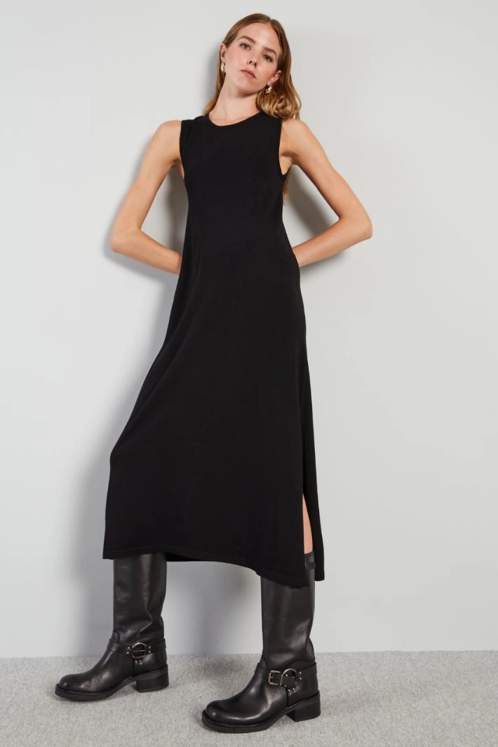 A-line knitted dress - BLACK