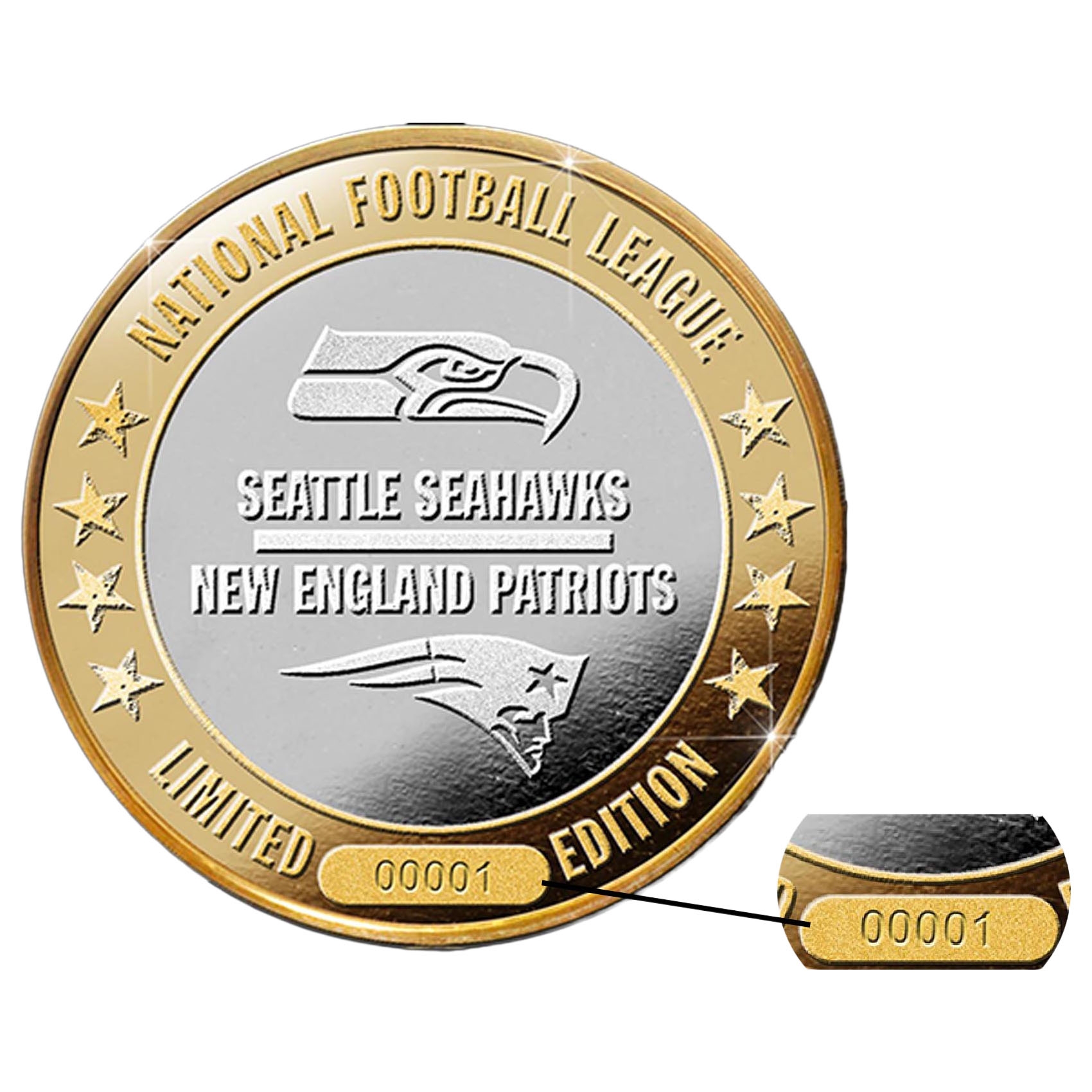 Super Bowl LX Patriots vs. Seahawks Gold & Silver Official Game Coin