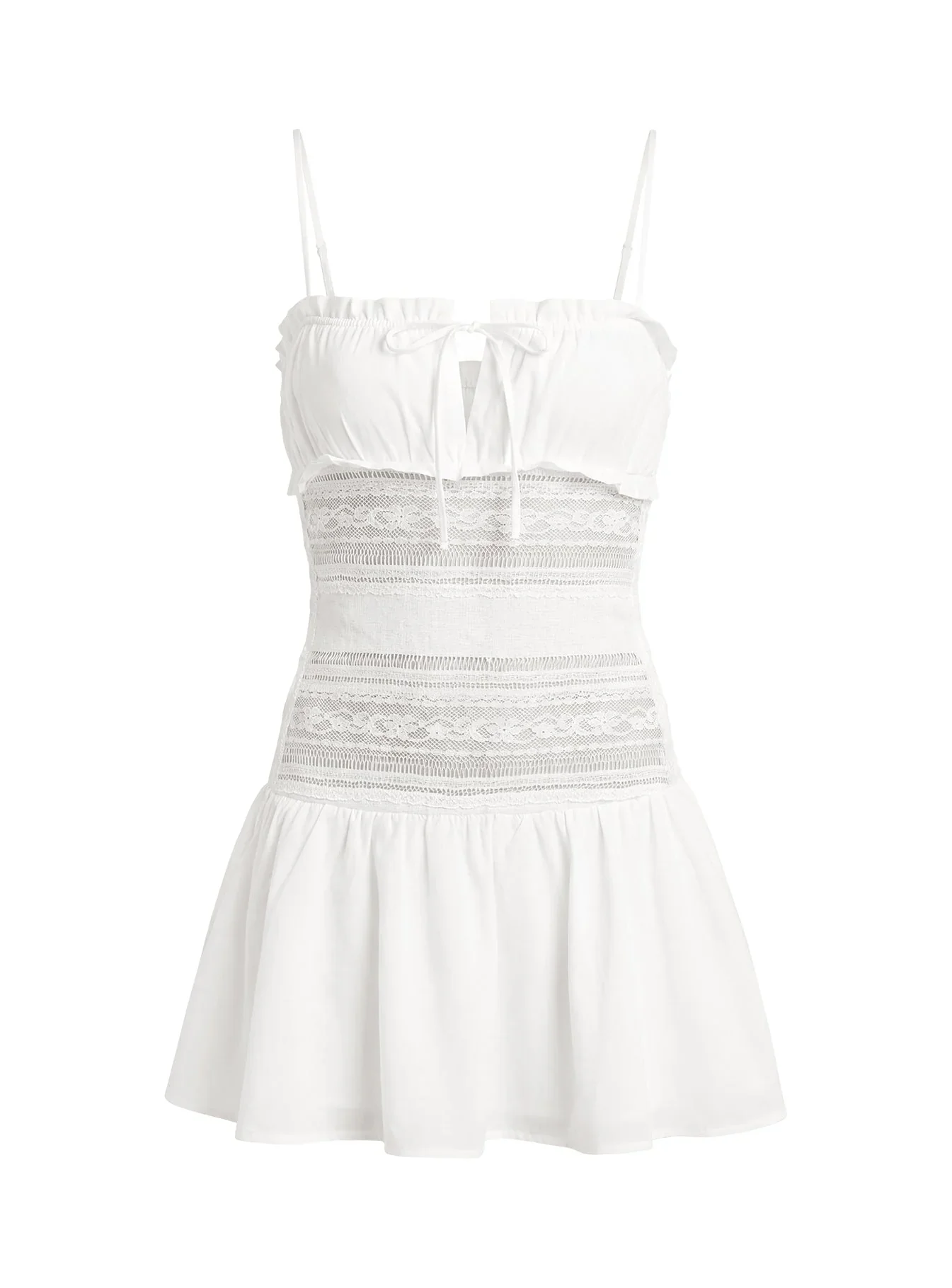 Christobela Drop Waist Lace Mini Dress White