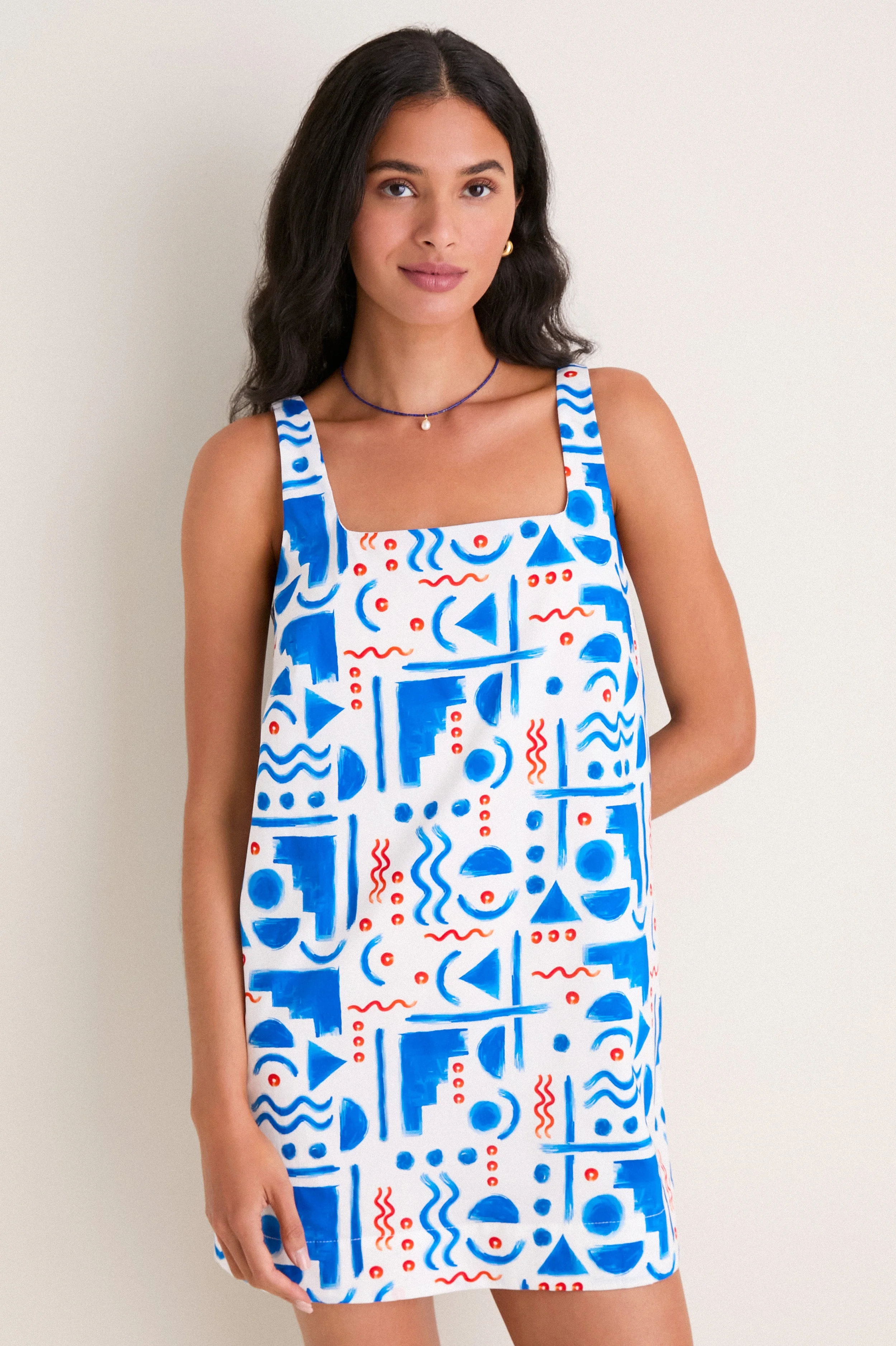 Red & Blue Geo Zella Mini Dress