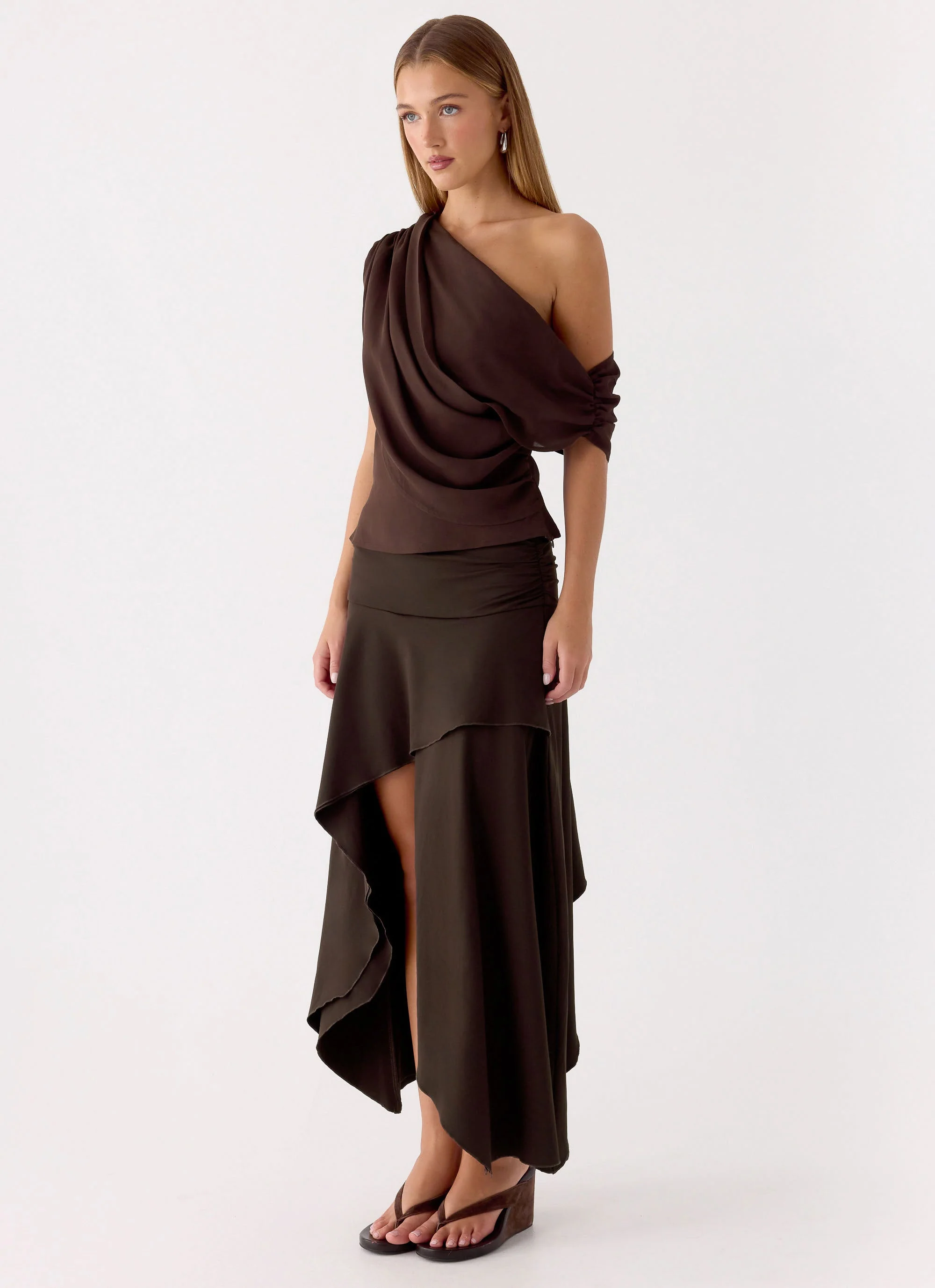Lycia Midi Skirt - Chocolate