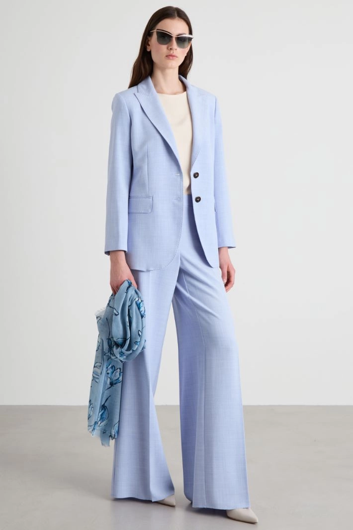 Basketweave mélange blazer - LIGHT BLUE