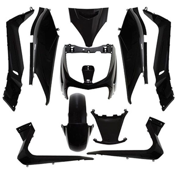 P2R Gloss Black Fairing Kit (10 pieces) Maxi-Scooter - BlackRef: 18225