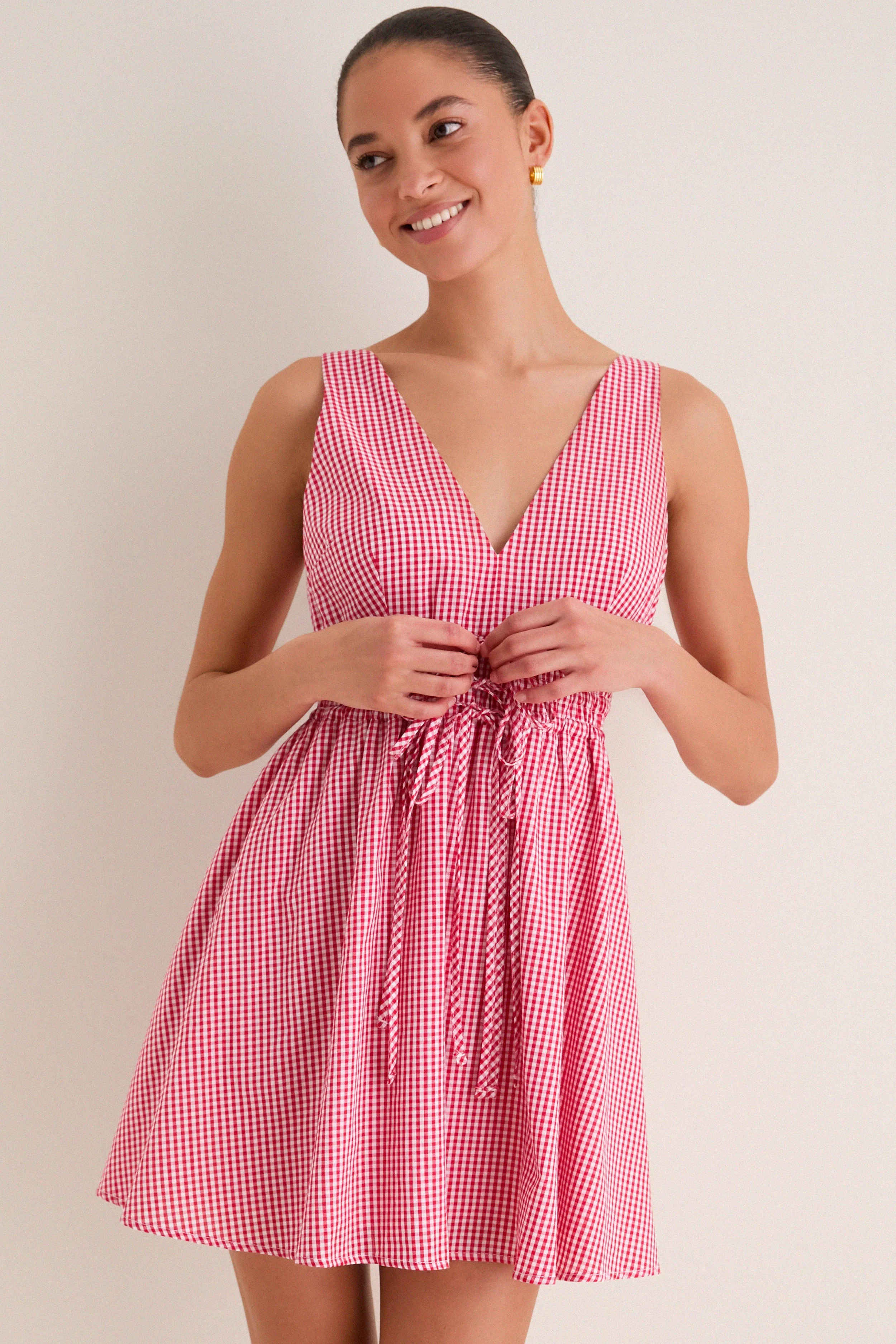 Red Gingham Tessa Mini Dress