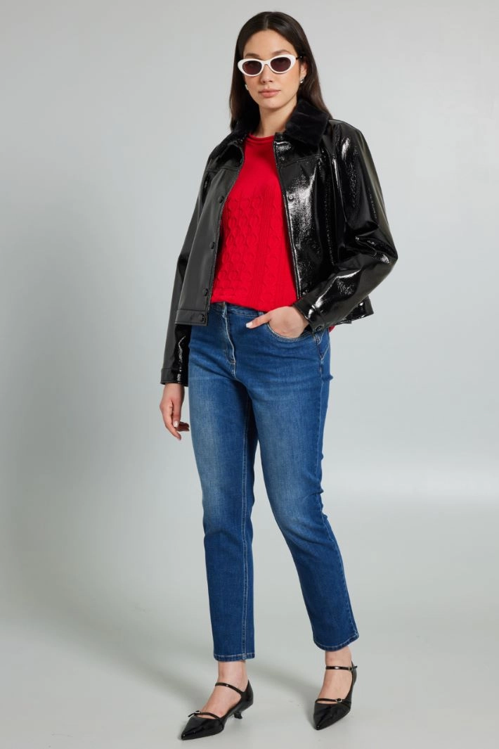 Stretch viscose sweater - RED