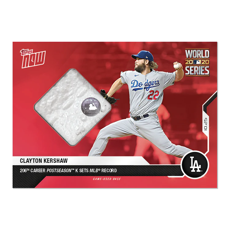 Game-used Base Relic # to 10 - Clayton Kershaw - MLB TOPPS NOW® Card 472D
