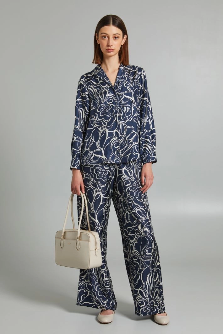 Tunic with step lapels - DARK BLUE WHITE