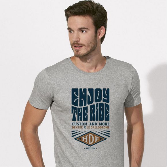 T-Shirt manches courtes Le Gallodrome ENJOY THE RIDE CUSTOM AND MORE - GrisRef : LGL0002